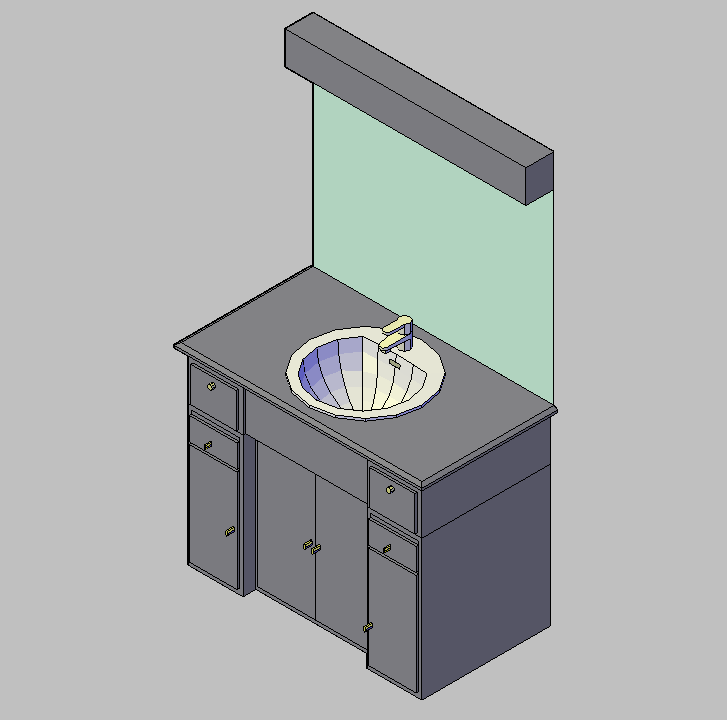 Bloque Autocad Vista de Mueble Baño 04 en 3D